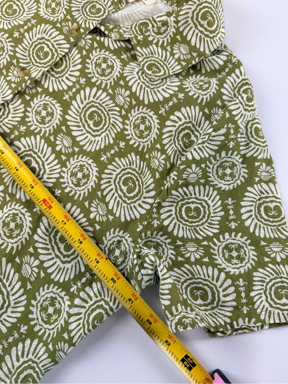 Sisstr Evolution Olive Floral Button Front Top M Cotton Linen Boho Cottagecore - Picture 7 of 10